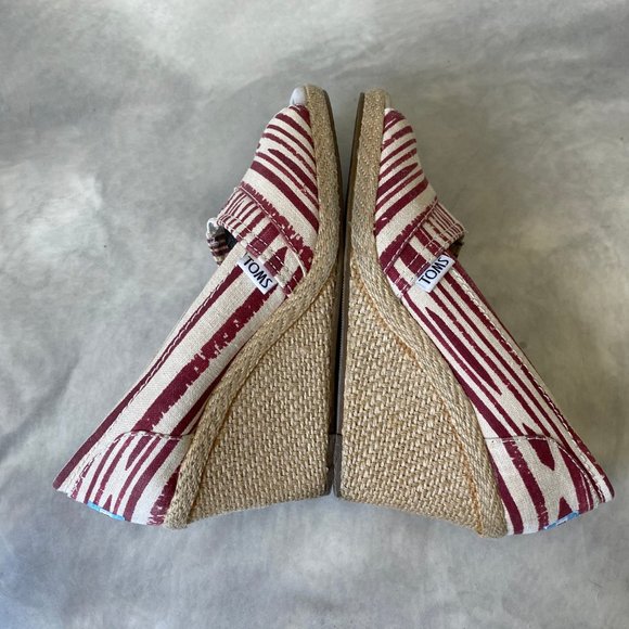Toms Calypso Canvas Espadrille Peep Toe Wedges 7.5 - Picture 7 of 9